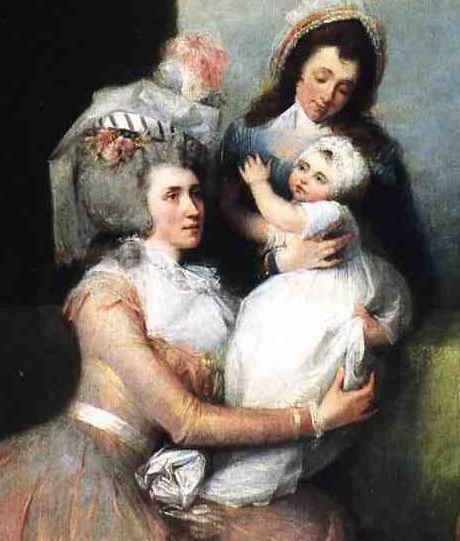 Jefferson carried on a flirtatious correspondence with this sister-in-law, Mrs John Church, who was painted with her son Philip and servant by John Trumbull in 1785. Courtesy of the Atheneum.